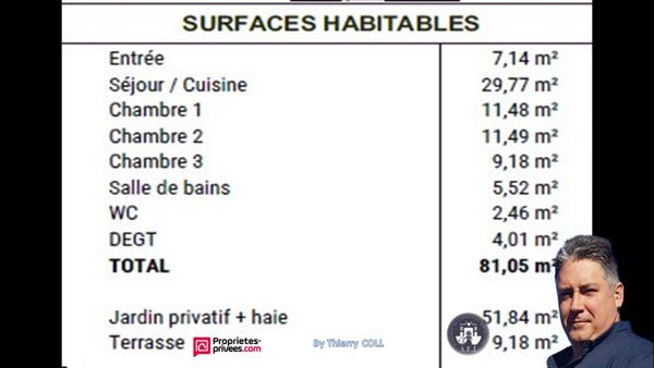 APPARTEMENT T4 RILLIEUX LA PAPE DE  81.05 m2 EN REZ DE JARDIN