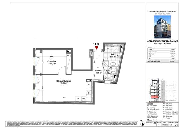 Appartement Boulogne Billancourt 2 pièce(s) 40.27 m2