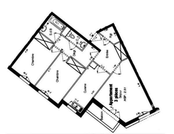 Appartement F3 à vendre  3 pièces - 70,20 m 2   LE KREMLIN BICETRE  - 94