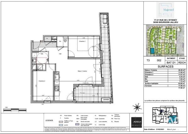 Appartement à vendre 3 pièces 64 m² Bourgoin-Jallieu