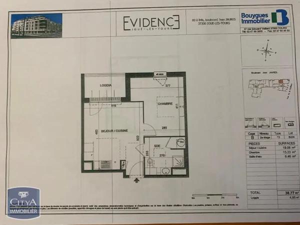 Appartement à louer 2 pièces 38.77m² Joué-lès-Tours (37300)