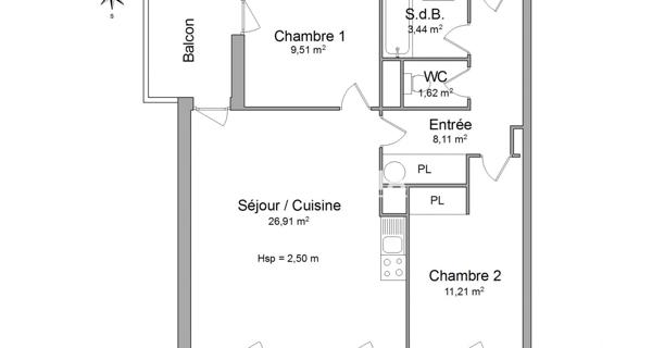 Location Appartement 3 pièces 60.8 m² - Guingamp 22200