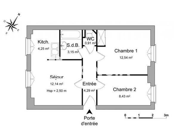 Location Appartement 3 pièces 45.71 m² - 29 RUE EMILE ZOLA Vandoeuvre 54500