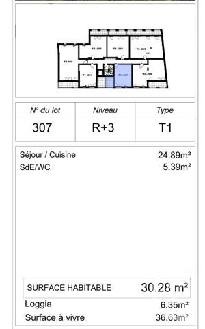 Appartement T1 à vendre  1 pièce - 30,28 m2 NANTES - 44