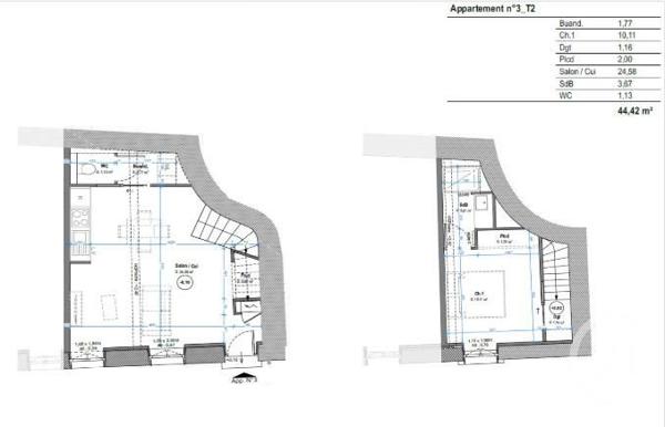 Appartement à vendre  2 pièces - 42,20 m2 ST GENIS LAVAL - 69