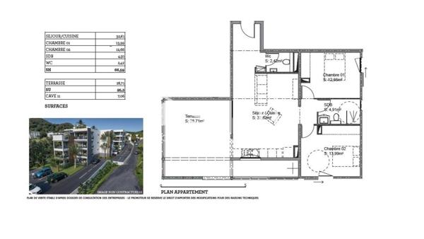 Superbe T3 95 m² de surface utile avec terrasse – Les Terrasses du Marin