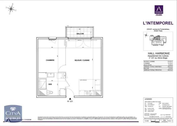 Appartement à louer 2 pièces 46.61m² Thiais (94320)