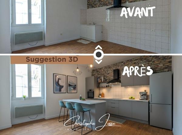 Maison de village avec garage 3 voitures, dépendances, caves et vastes terrasses