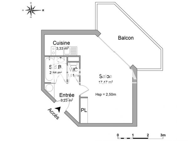 Location Studio meublé 27.62 m² - 55 AVENUE DE CANNES Juan Les Pins 06160