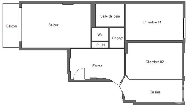 Appartement F3 à vendre  3 pièces - 70,72 m2 PARIS - 75015