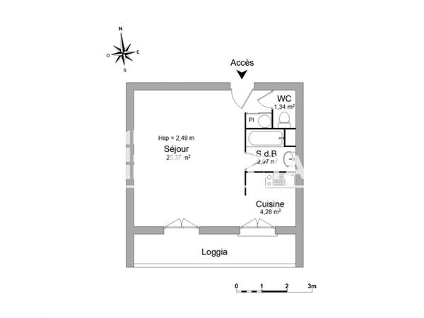 Location Studio 33.96 m² - HERMES 2 RUE RENE CASSIN Castanet Tolosan 31320