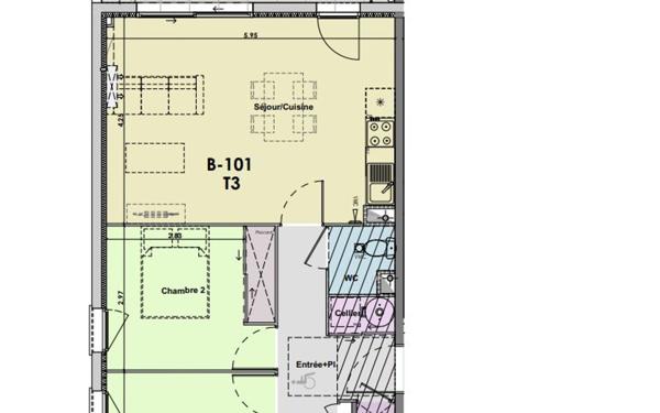 Appartement à vendre    3 pièces •  Fleury