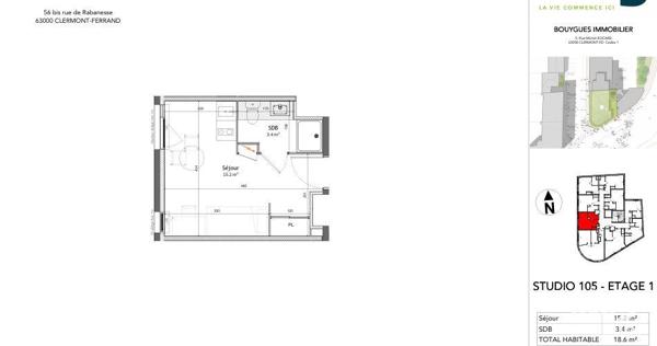 Studio à vendre 18 m² Clermont-Ferrand