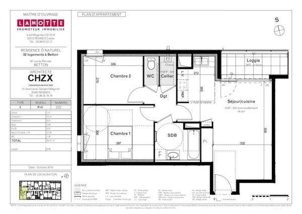 Appartement à louer 3 pièces - 59 m²