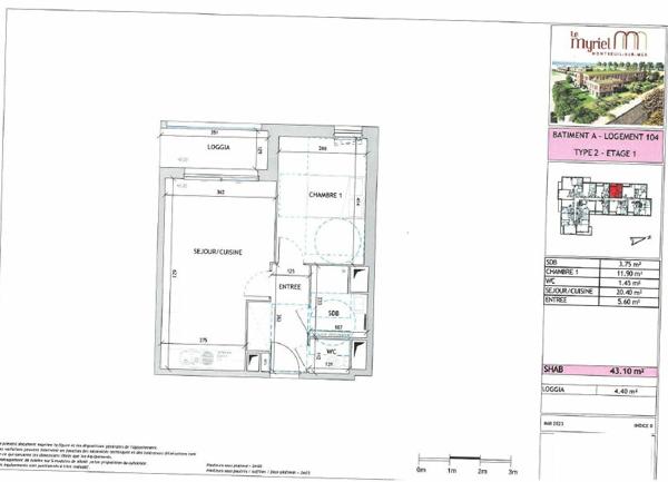 Appartement à vendre  2 pièces • 43,10 m2 Montreuil