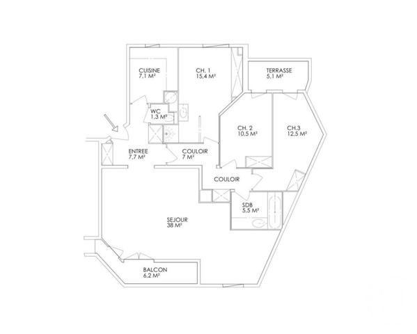Appartement F5 à vendre  4 pièces - 105,26 m 2   PARIS  - 75013
