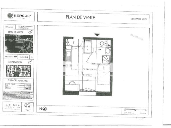 Location Studio 19.4 m² - 72 RUE DE KERGUESTENEN Lorient 56100