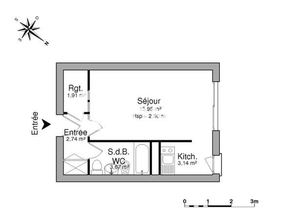 Location Studio 27.41 m² - 16 RUE DU CLOS ADRIEN Limoges 87000