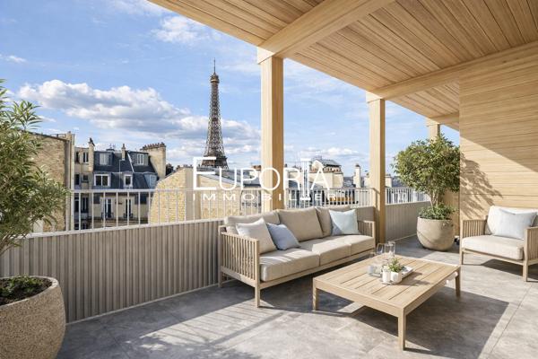 Paris 16 – Dernier étage – 5 pièces 166 m² avec exterieur de 53m2 – Vue Tour Eiffel