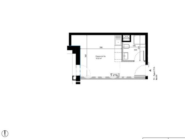 Location Studio 19.89 m² - RESIDENCE TEMPO Tours 37100