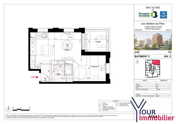 Appartement 2 pièces 42 m²