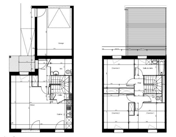 Maison traversante de type T4 avec garage et jardin