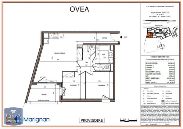 Appartement à louer 3 pièces 63.82m² Béziers (34500)