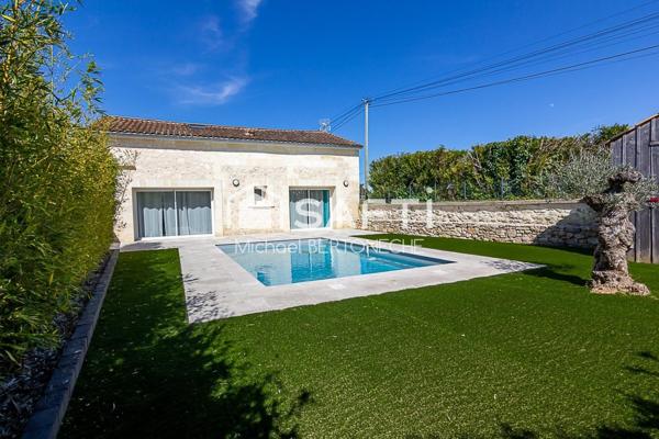 Maison en pierre rénovée | 125 m² | 5 chambres | Piscine chauffée | Terrain 500 m² | Saint-Germain-la-Rivière | Proche Libourne et Saint-André-de-Cubzac