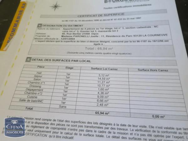 Appartement à vendre 4 pièces 66m²