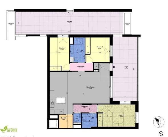 Appartement 4 pièces de 90 m² à Châteauneuf-Grasse (06740)