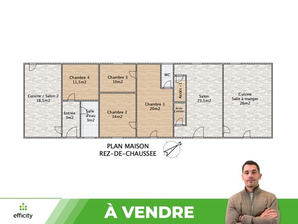 Maison 6 pièces - 130 m² Exclusivité efficity