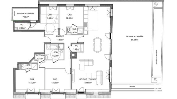 Appartement à vendre 5 pièces 145 m² Levallois-Perret