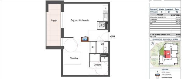 A vendre T2 Neuf de 38,55m² - secteur de l'hyppodrome d'Angers