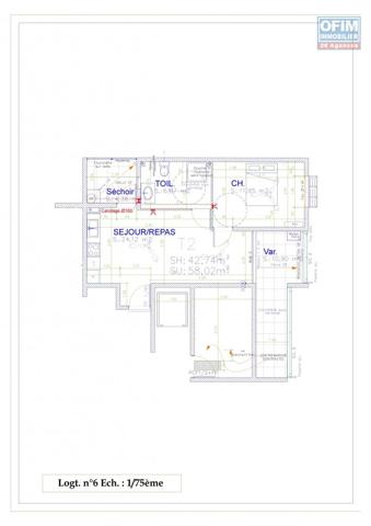 A VENDRE APPARTEMENT F2 DE 63.87 M2 AU CENTRE VILLE DE SAINT DENIS