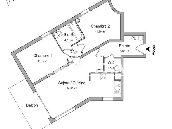 Location Appartement 3 pièces 62.15 m² - BATIMENT A Tours 37100