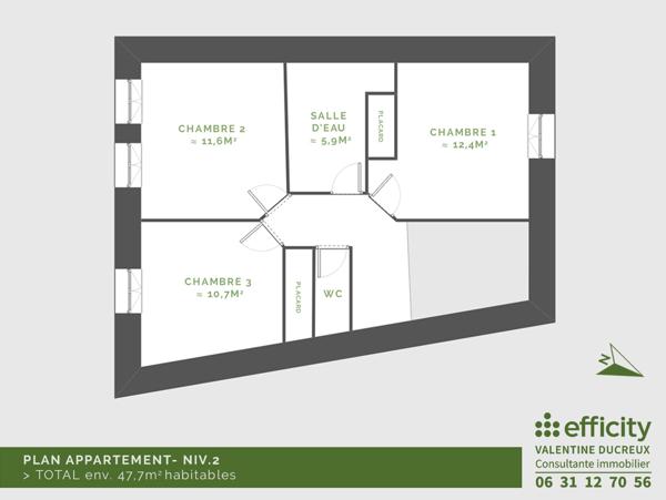 Appartement 5 pièces - 94 m² Exclusivité efficity