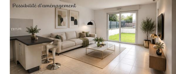Appartement de 61m2 avec jardin privatif de 115m², Résidence de 2013, Orsay