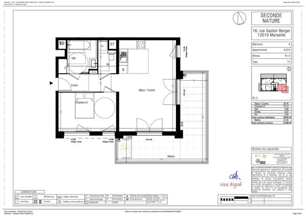Appartement Marseille 2 pièce(s) de 54m2