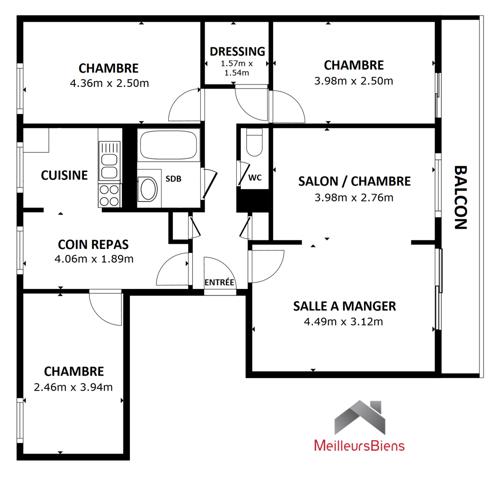 5 pièces 80 m²