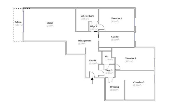 Appartement à louer    4 pièces • 82,57 m2 Montrouge