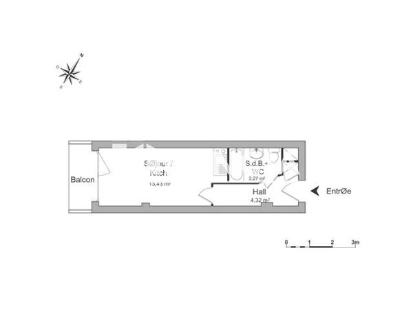 Location Studio 21.02 m² - 15 RUE DU JEU DE PAUME Strasbourg 67000