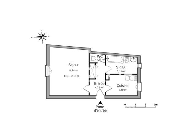 Location Studio 35.16 m² - 2-4-6-8-10 RUE DE LA FOULERIE Chartres 28000