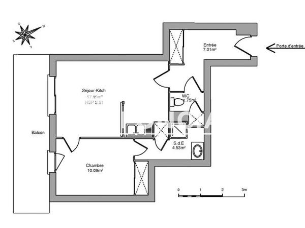 Location Appartement 2 pièces 40.57 m² - 2D RUE HENRI DUVILLARD Orleans 45000