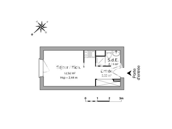 Location Studio 18.48 m² - 2 RUE MARCEL PAGNOL Saint Martin D'heres 38400