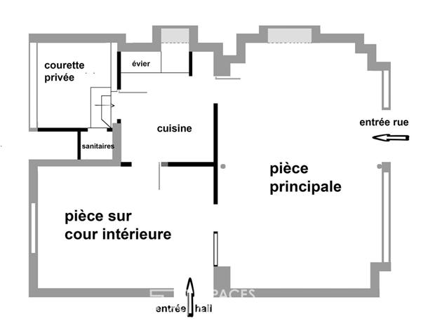 Local commercial à repenser sur rue et cour