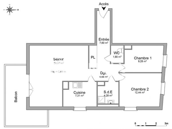 Location Appartement 3 pièces 73.56 m² - 1 RUE DE ZERMATT Lingolsheim 67380