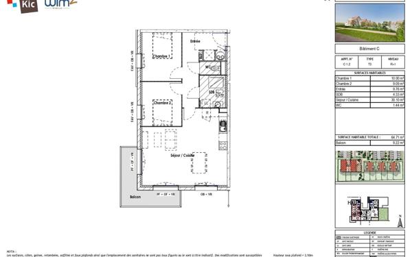 Appartement à vendre    3 pièces • 68,56 m2 Wimille