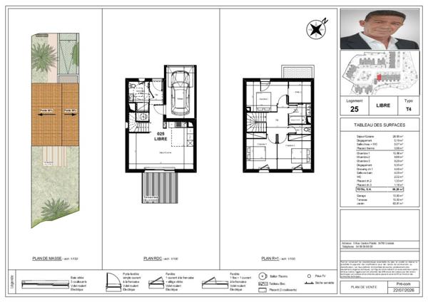 Maison T4 de 86,40m² avec garage & 1 stationnement sur une parcelle de 132,49m²