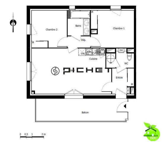 Appartement 3 pièces 61 m²