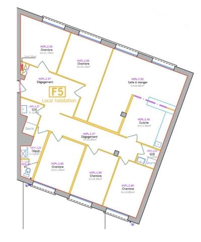 Appartement T6 5 chambres 128m2 359 000 €